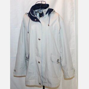 Tan Hooded Jacket Zip Front Women's M Oversize MacKintosh New England